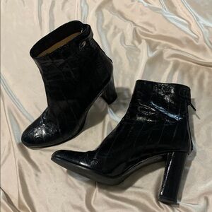 Colisee Paris Black Patent Leather Ankle Boots | Colisée Heeled Boots 39 1/2